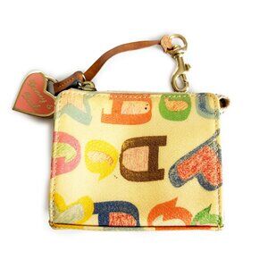 Dooney & Bourke Multicolor Logo Heart ID Coin Case Keychain Wallet Y2K Vintage